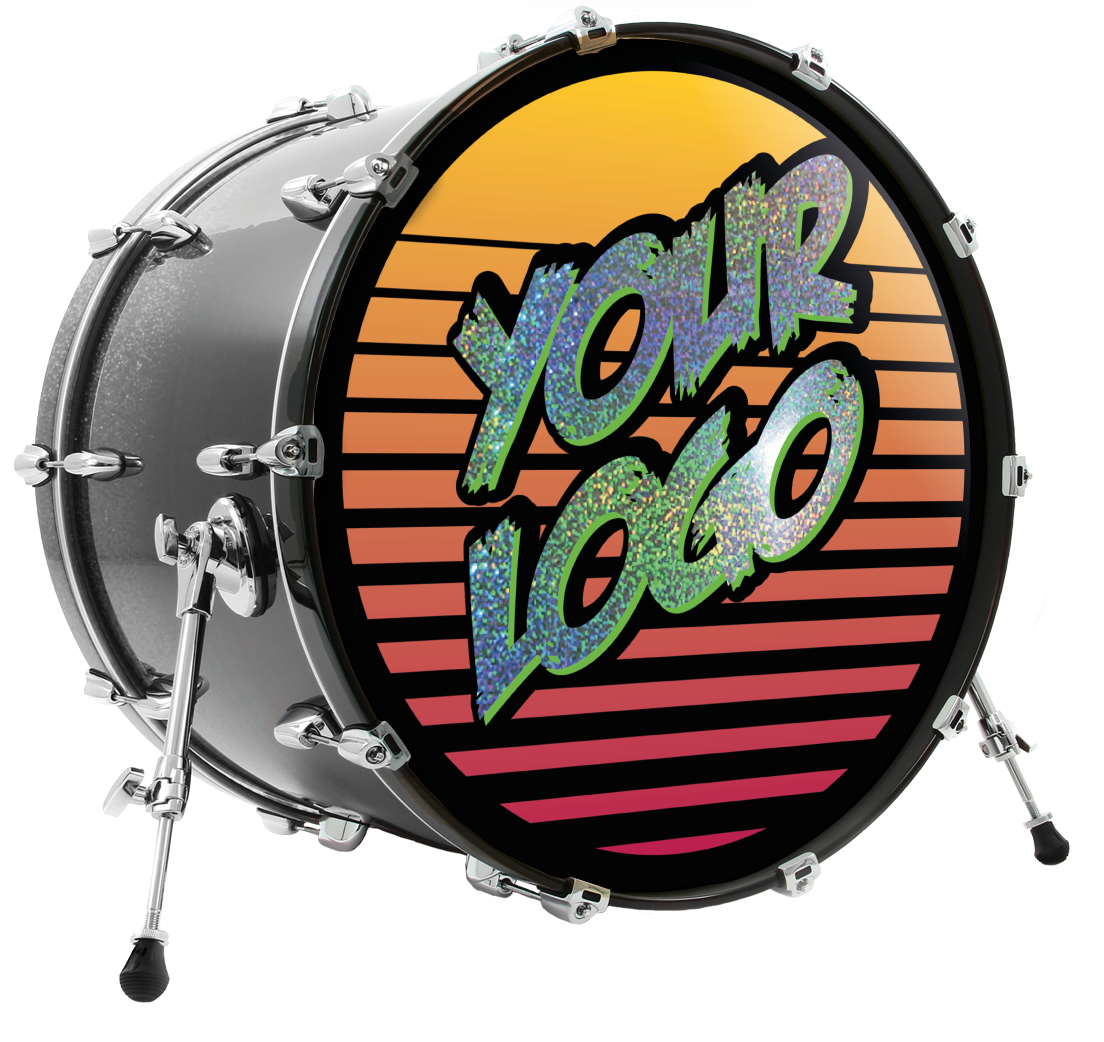 Custom printed glitter bass drum head Customskins