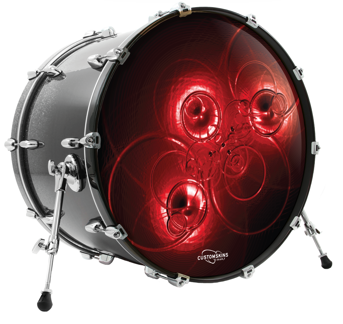 Glowing Red Circles custom bass drum head – Customskins