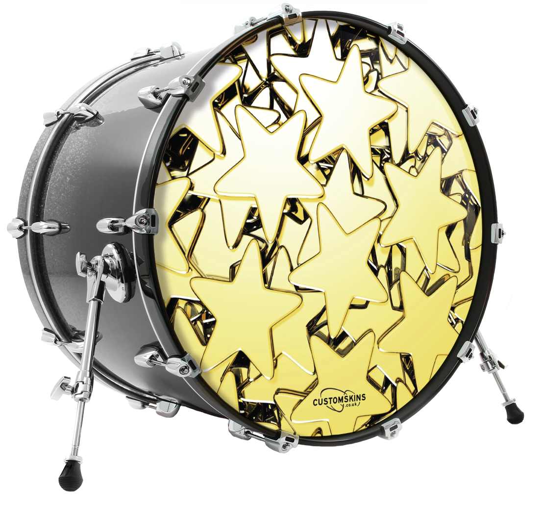 Gold Stars custom bass drum head Customskins