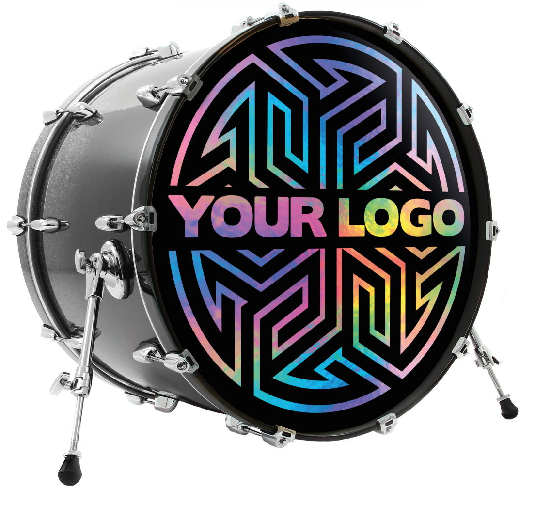 Custom printed holographic bass drum head Customskins