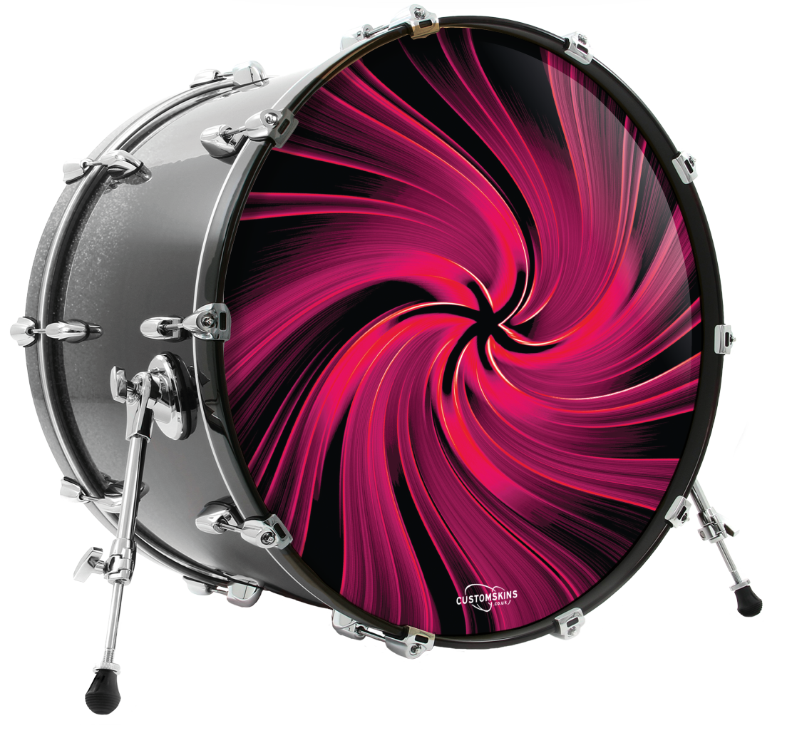 Pink Swirl custom bass drum head Customskins