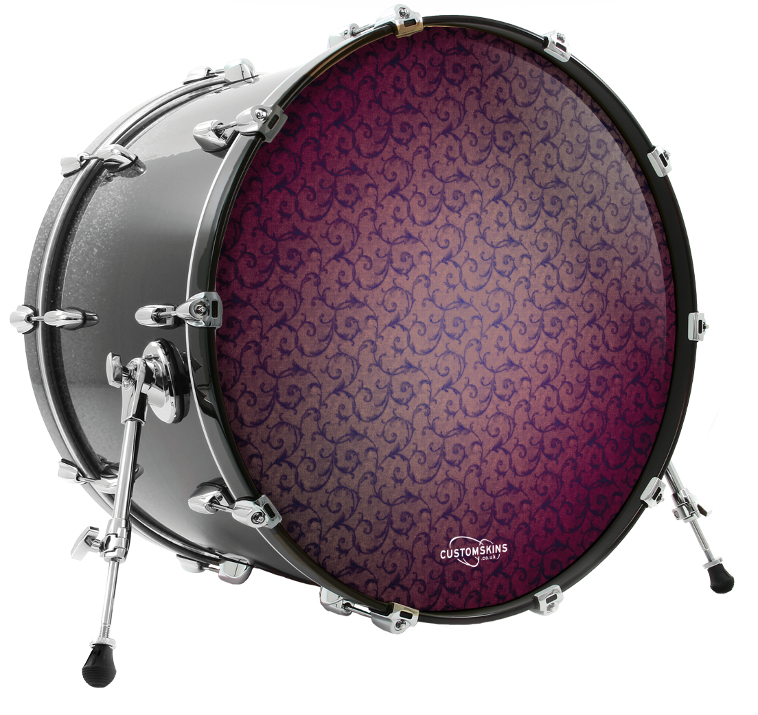 Purple Floral custom bass drum head – Customskins
