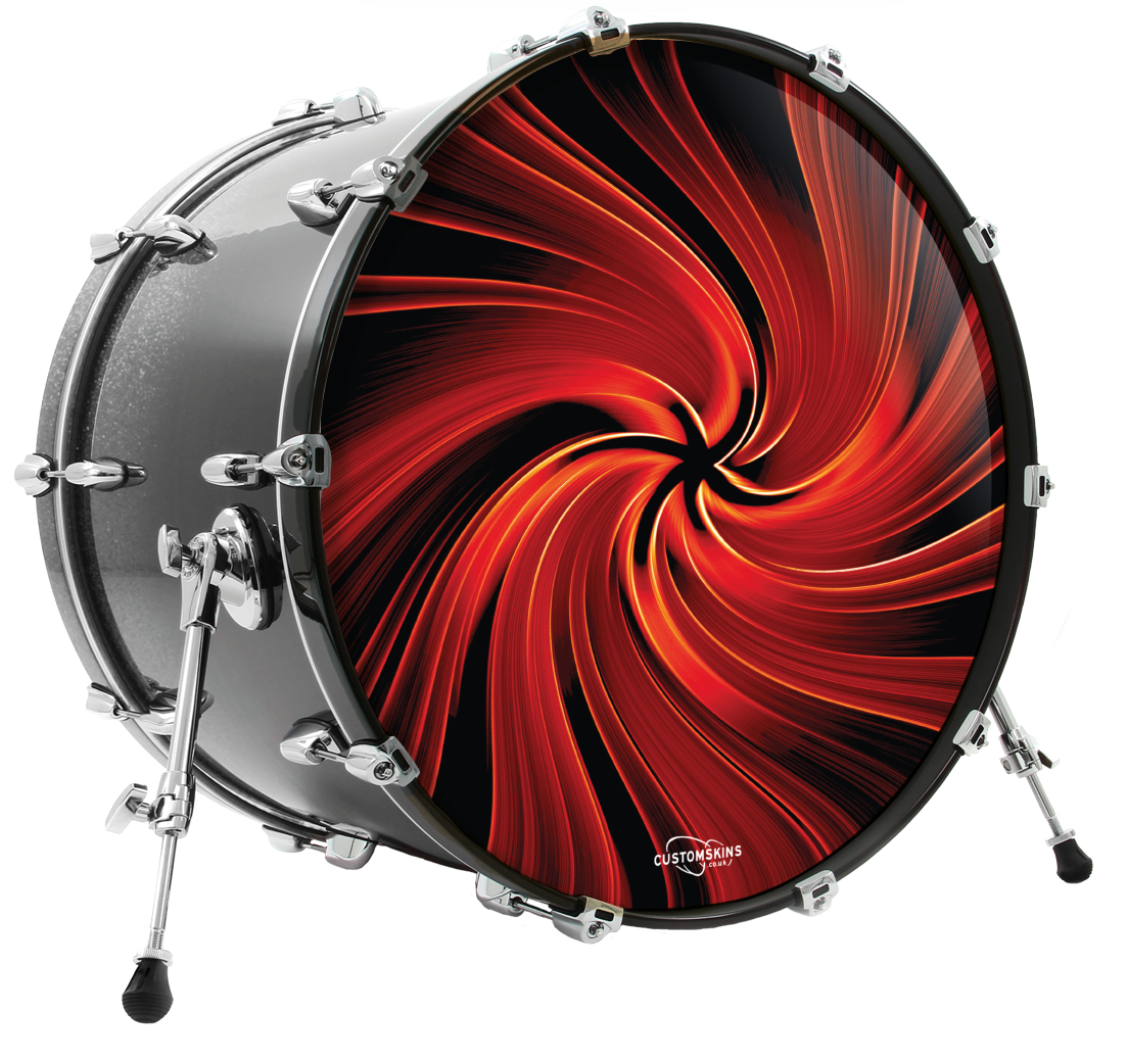 Red Space Swirl custom bass drum head – Customskins