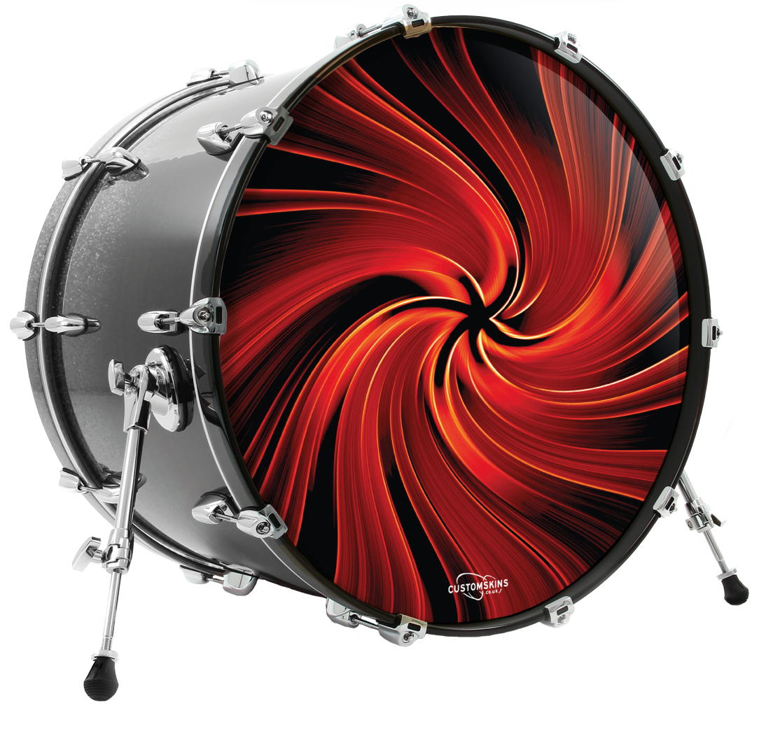 Red Space Swirl custom bass drum head Customskins