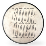 Custom printed calfskin look bass drum head