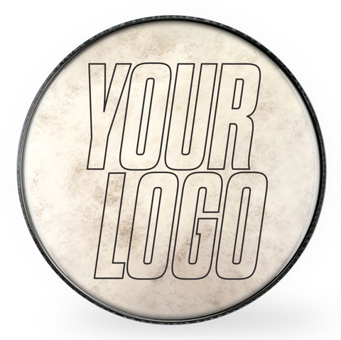 Custom printed calfskin look bass drum head