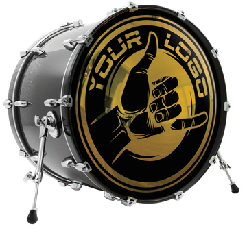 Custom printed mirror gold bass drum head Customskins