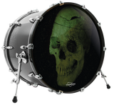 Green Skull custom bass drum head