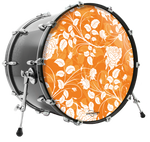 Orange Floral custom bass drum head